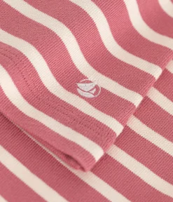 Petit Bateau Streifenshirts, Pullover, Cardigans*Geknöpftes Damen-Streifenshirt rosa ROSEWOOD/ AVALANCHE