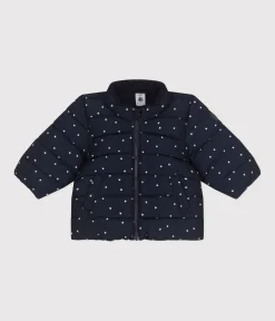 Petit Bateau Jacken, Anoraks*Gemusterte Baby-Winterjacke mit einrollbarer Kapuze blau SMOKING/weiss MARSHMALLOW