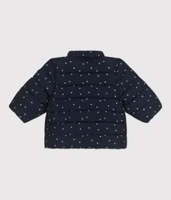 Petit Bateau Jacken, Anoraks*Gemusterte Baby-Winterjacke mit einrollbarer Kapuze blau SMOKING/weiss MARSHMALLOW