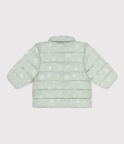 Petit Bateau Jacken, Anoraks*Gemusterte Baby-Winterjacke mit einrollbarer Kapuze grün HERBIER/weiss MULTICO