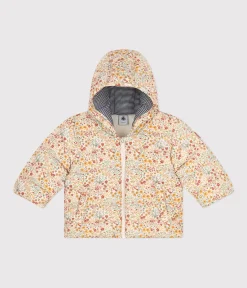 Petit Bateau Jacken, Anoraks*Gemusterte Baby-Winterjacke mit Kapuze weiss AVALANCHE/ MULTICO