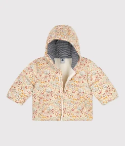 Petit Bateau Jacken, Anoraks*Gemusterte Baby-Winterjacke mit Kapuze weiss AVALANCHE/ MULTICO