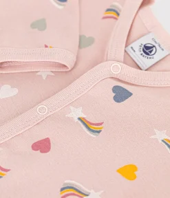 Petit Bateau Schlafanzüge, Strampler*Gemusterter Strampler ohne Füßchen aus Baumwolle rosa SALINE/weiss MULTICO