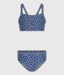 Petit Bateau Bademode, Uv-Kleidung*Gemusterter zweiteiliger Badeanzug für Mädchen INCOGNITO/ MARSHMALLOW