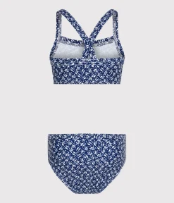 Petit Bateau Bademode, Uv-Kleidung*Gemusterter zweiteiliger Badeanzug für Mädchen INCOGNITO/ MARSHMALLOW