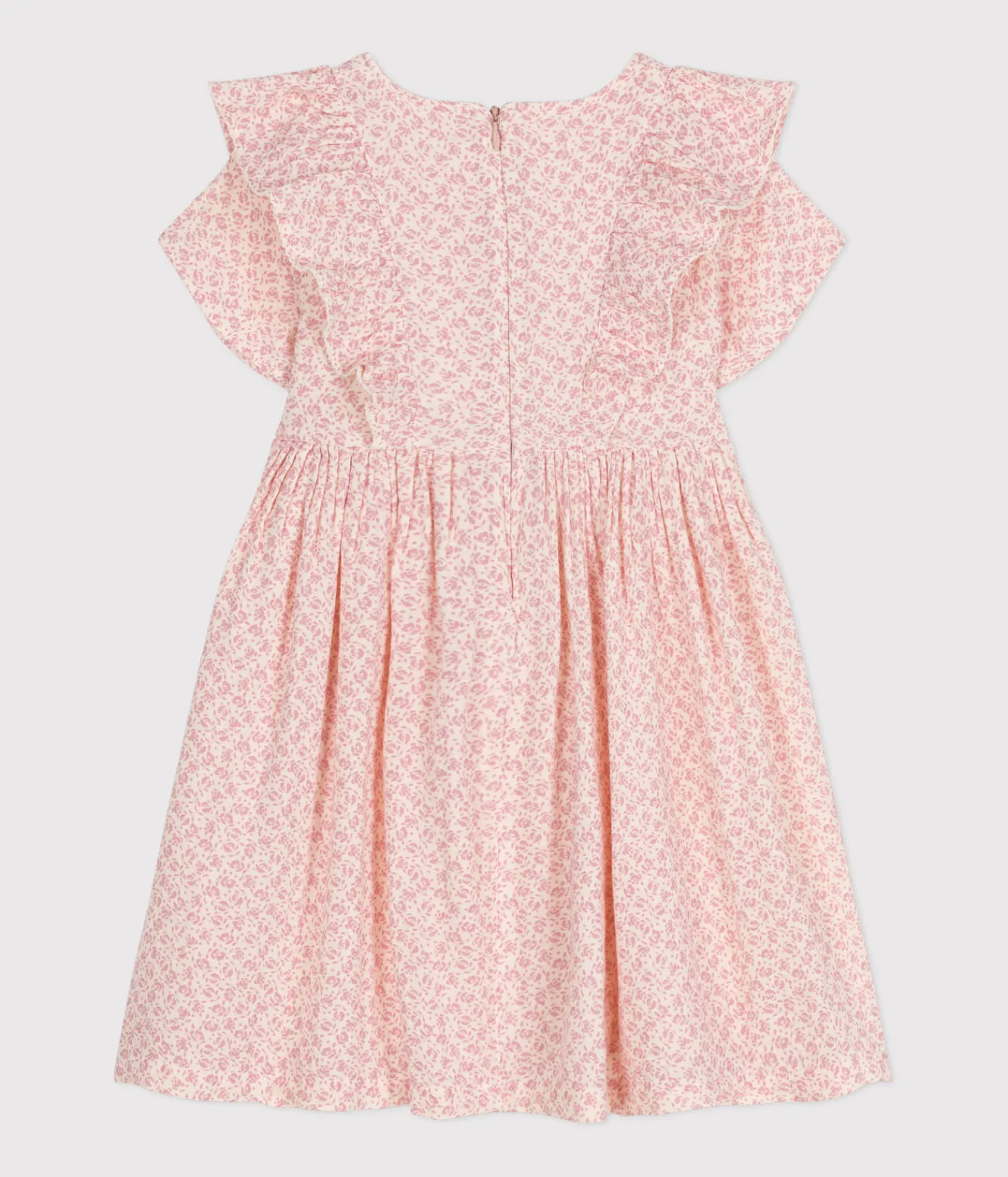 Petit Bateau Kleider, Röcke*Gemustertes Mädchenkleid mit kurzen Ärmeln aus Baumwollgaze AVALANCHE/ PANTY