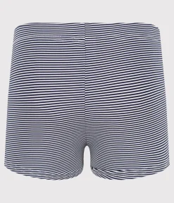 Petit Bateau Bademode, Uv-Kleidung*Gestreifter Badeanzug Kinder/Jungen blau MEDIEVAL/weiss MARSHMALLOW