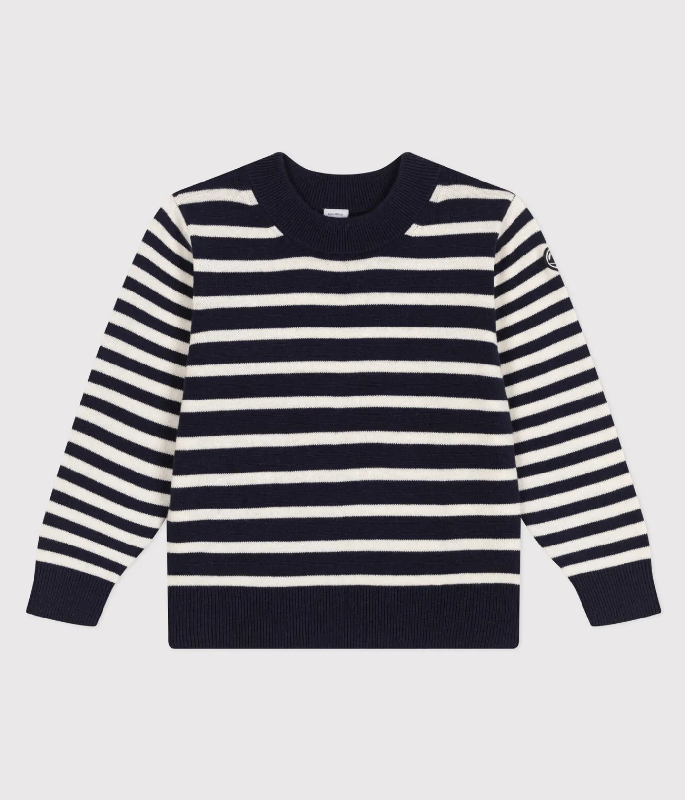 Petit Bateau Sweatshirts, Pullover, Cardigans*Gestreifter Kinderpullover aus Wolle und Baumwolle blau SMOKING/weiss MARSHMALLOW