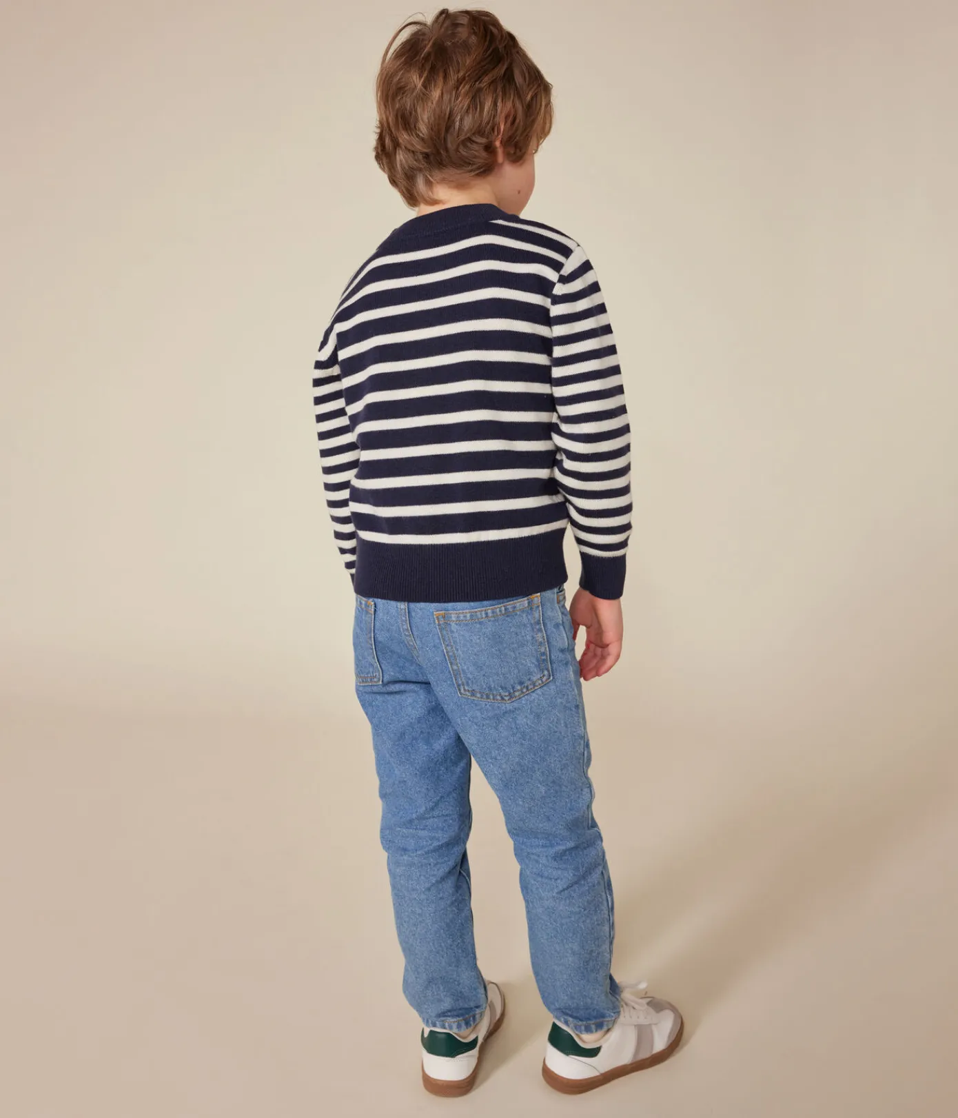 Petit Bateau Sweatshirts, Pullover, Cardigans*Gestreifter Kinderpullover aus Wolle und Baumwolle blau SMOKING/weiss MARSHMALLOW