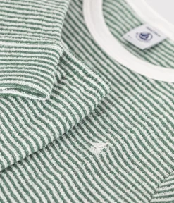 Petit Bateau Schlafanzüge, Pyjamas|Schlafanzüge, Nachthemden*Gestreifter Kinder-Pyjama aus aufgerautem Molton CROCO/ MARSHMALLOW