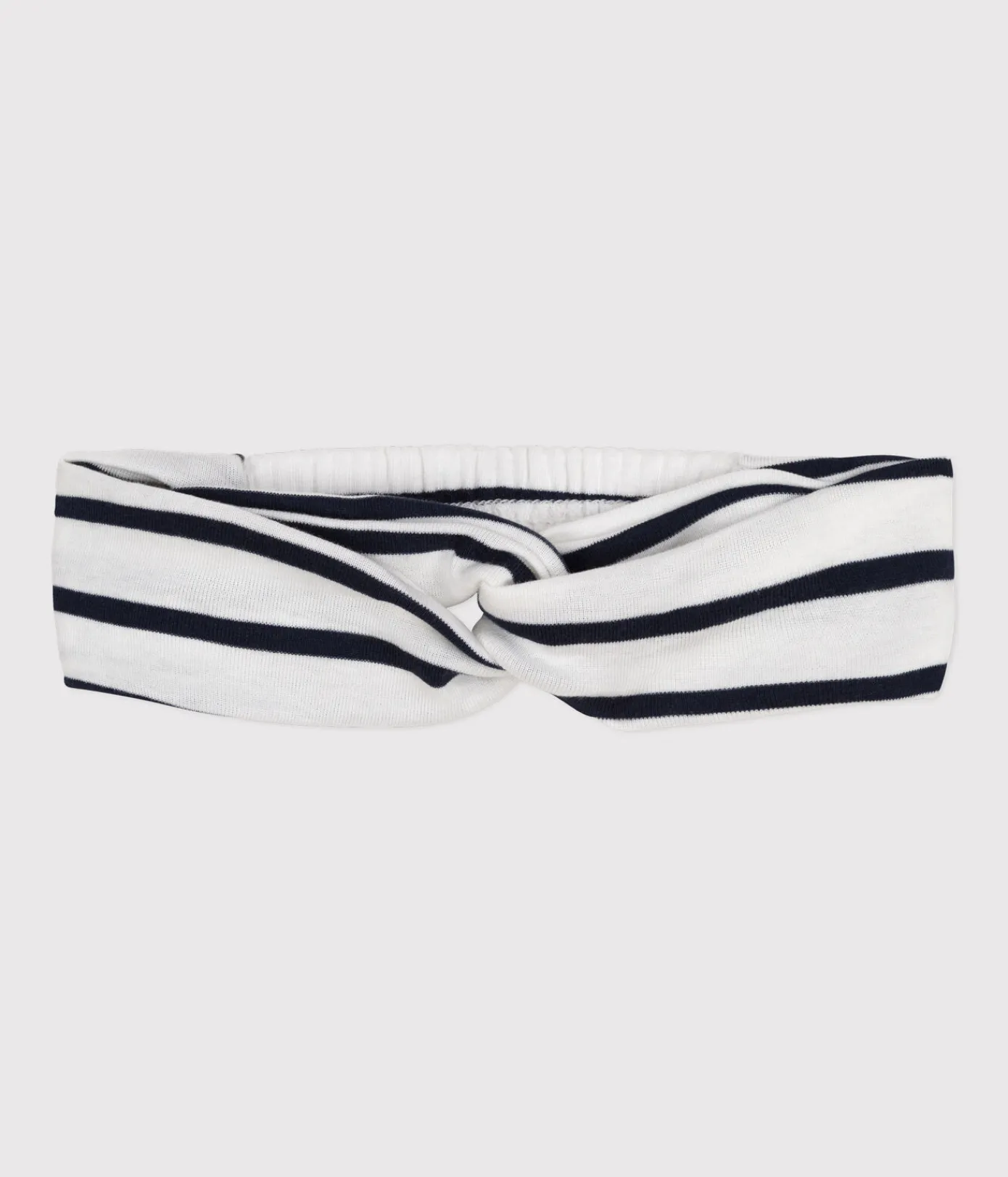 Petit Bateau Accessoires, Sonnenhüte, Caps*Gestreiftes Baby-Haarband aus Baumwolle für Mädchen weiss MARSHMALLOW/blau SMOKING