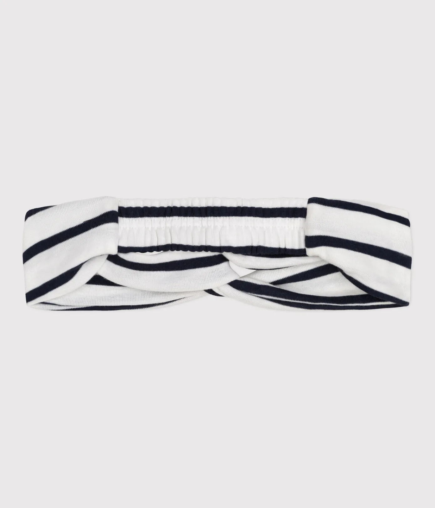 Petit Bateau Accessoires, Sonnenhüte, Caps*Gestreiftes Baby-Haarband aus Baumwolle für Mädchen weiss MARSHMALLOW/blau SMOKING