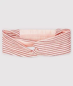 Petit Bateau Accessoires, Sonnenhüte, Caps*Gestreiftes Baby-Haarband aus doppelt gewirkter Baumwolle Mädchen rosa FLEUR/rosa COPPER