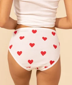 Petit Bateau Bhs, Slips, Bodys*Höschen High Waist aus Baumwolle mit Herzmotiv und Streifen im 2er-Set für Damen Variante 1 PACK