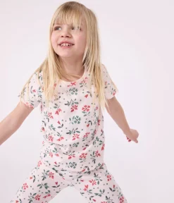 Petit Bateau Schlafanzüge, Nachthemden*Kinder Capri-Pyjama aus Baumwolle mit Blumenmuster rosa FLEUR/weiss MULTICO
