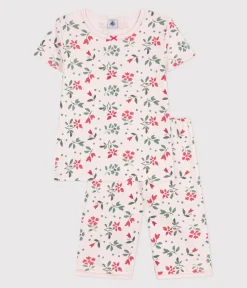 Petit Bateau Schlafanzüge, Nachthemden*Kinder Capri-Pyjama aus Baumwolle mit Blumenmuster rosa FLEUR/weiss MULTICO