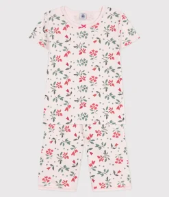 Petit Bateau Schlafanzüge, Nachthemden*Kinder Capri-Pyjama aus Baumwolle mit Blumenmuster rosa FLEUR/weiss MULTICO