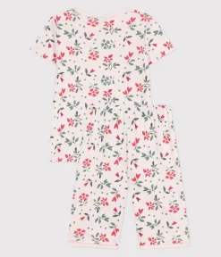 Petit Bateau Schlafanzüge, Nachthemden*Kinder Capri-Pyjama aus Baumwolle mit Blumenmuster rosa FLEUR/weiss MULTICO