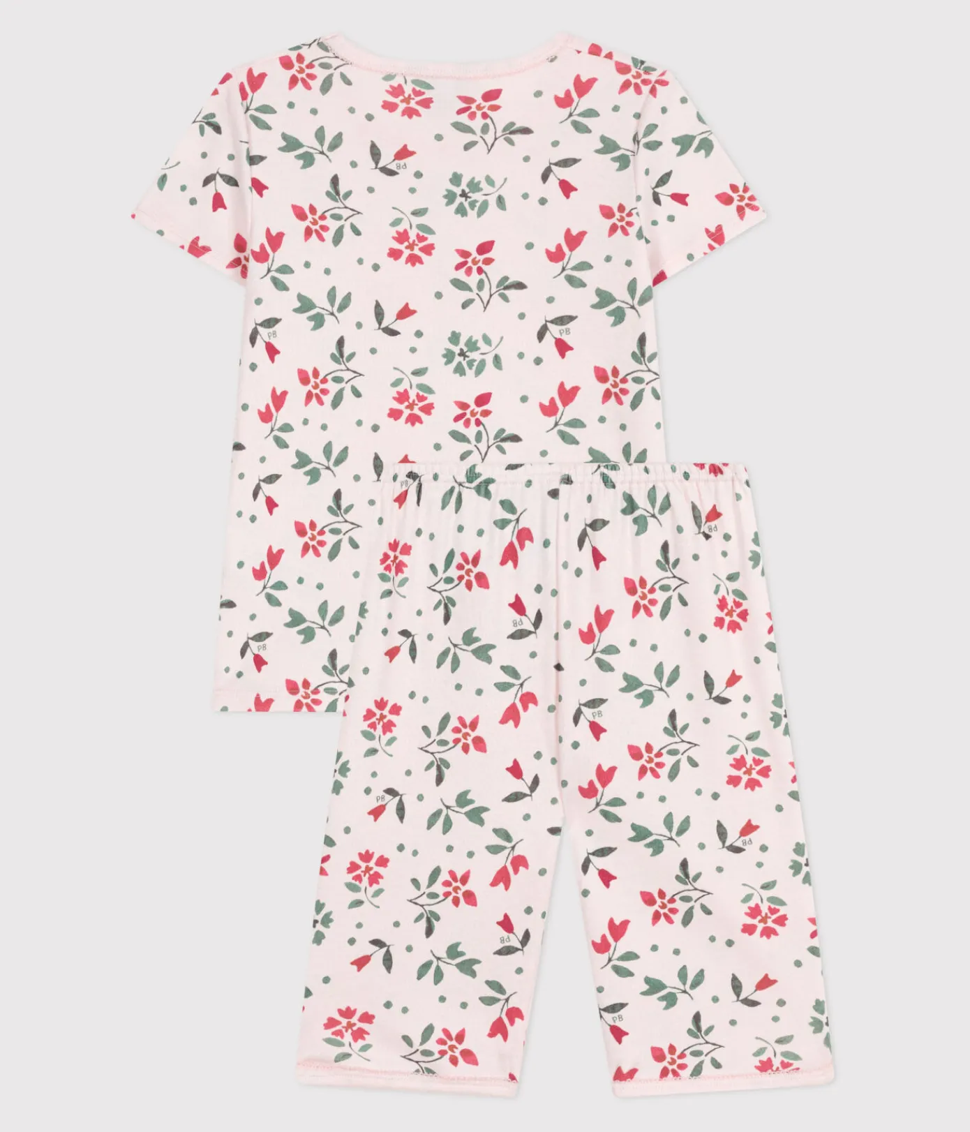 Petit Bateau Schlafanzüge, Nachthemden*Kinder Capri-Pyjama aus Baumwolle mit Blumenmuster rosa FLEUR/weiss MULTICO