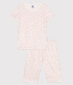 Petit Bateau Schlafanzüge, Nachthemden*Kinder Capri-Pyjama aus Baumwolle mit Blumenmuster MARSHMALLOW/ PANTY