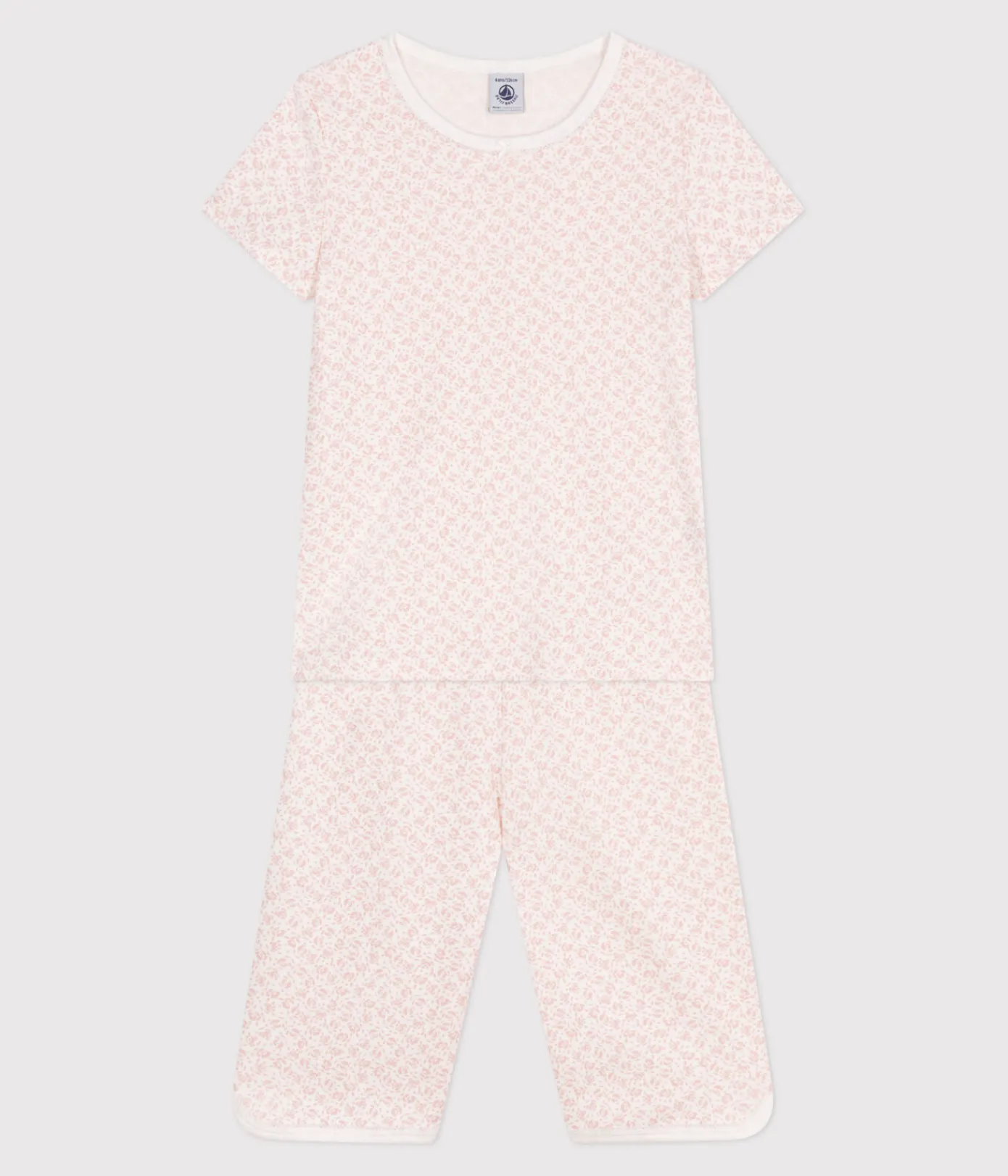 Petit Bateau Schlafanzüge, Nachthemden*Kinder Capri-Pyjama aus Baumwolle mit Blumenmuster MARSHMALLOW/ PANTY