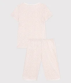 Petit Bateau Schlafanzüge, Nachthemden*Kinder Capri-Pyjama aus Baumwolle mit Blumenmuster MARSHMALLOW/ PANTY