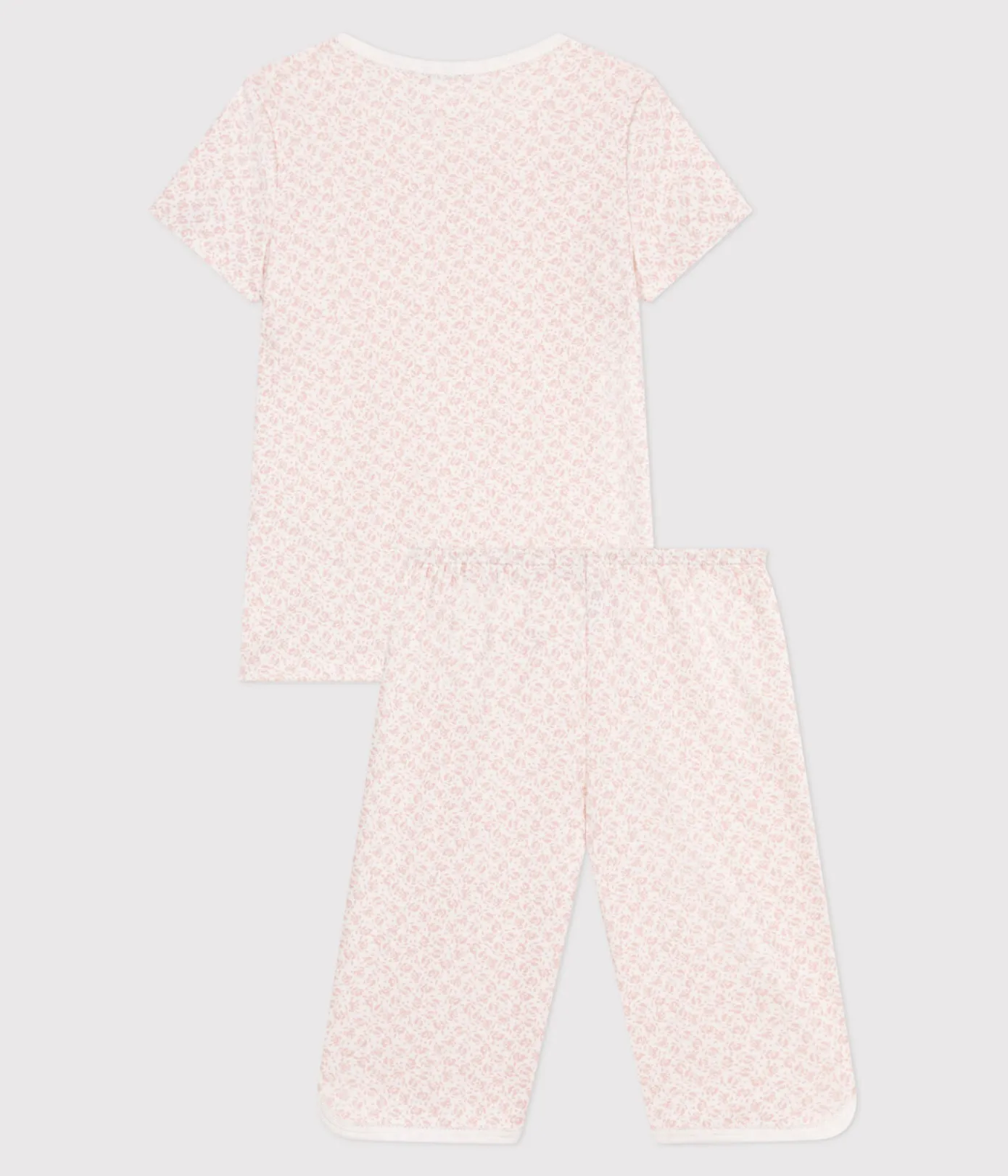 Petit Bateau Schlafanzüge, Nachthemden*Kinder Capri-Pyjama aus Baumwolle mit Blumenmuster MARSHMALLOW/ PANTY