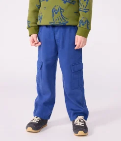 Petit Bateau Shorts, Jeans, Hosen*Kinder Cargo-Hose aus einfarbigem Lyocell. blau INCOGNITO