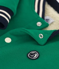 Petit Bateau Mäntel, Jacken, Regenjacken*Kinder College-Jacke aus Molton und Sherpa für Jungen grün JARDIN