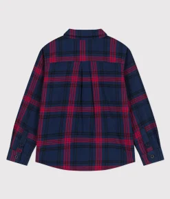 Petit Bateau T-Shirts, Poloshirts, Hemden*Kinder Hemd aus Baumwoll-Flanell mit Karomuster für Jungen blau SMOKING/weiss MULTICO