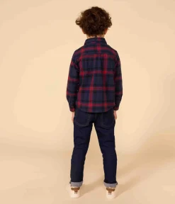 Petit Bateau T-Shirts, Poloshirts, Hemden*Kinder Hemd aus Baumwoll-Flanell mit Karomuster für Jungen blau SMOKING/weiss MULTICO