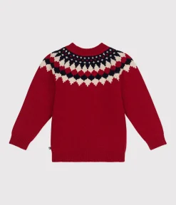 Petit Bateau Sweatshirts, Pullover, Cardigans*Kinder Jacquard-Pullover aus Wolle und Baumwolle für Jungen ROT STOP/ MULTICO