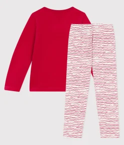 Petit Bateau Schlafanzüge, Nachthemden*Kinder Pyjama aus Nicki ROT/ MULTICO