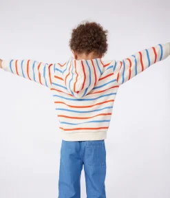Petit Bateau Sweatshirts, Pullover, Cardigans|Sweatshirts, Pullover, Cardigans*Kinder Unisex-Kapuzensweatshirt aus Baumwolle mit Streifen weiss AVALANCHE/ MULTICO