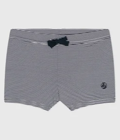 Petit Bateau Bademode, Uv-Kleidung*Kinder-Badehose für Jungen blau MEDIEVAL/weiss MARSHMALLOW
