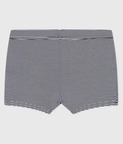 Petit Bateau Bademode, Uv-Kleidung*Kinder-Badehose für Jungen blau MEDIEVAL/weiss MARSHMALLOW
