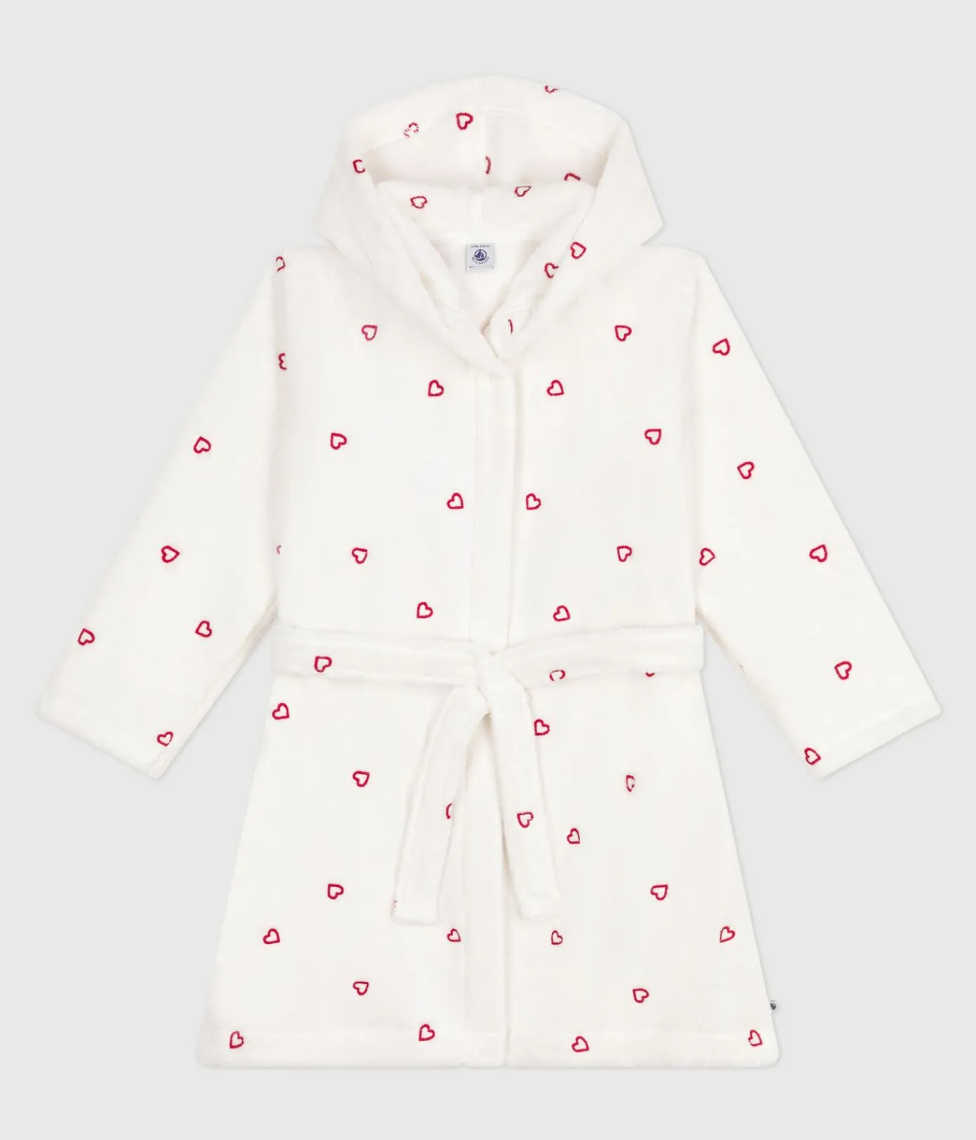 Petit Bateau Heim- Und Badetextilien|Heim- Und Badetextilien*Kinder-Bademantel aus Frottee mit bestickten Herzen weiss MARSHMALLOW/ROT TERKUIT
