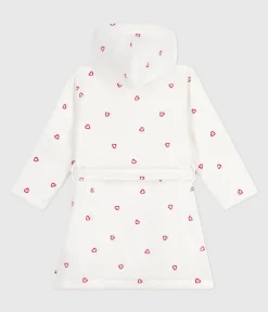 Petit Bateau Heim- Und Badetextilien|Heim- Und Badetextilien*Kinder-Bademantel aus Frottee mit bestickten Herzen weiss MARSHMALLOW/ROT TERKUIT
