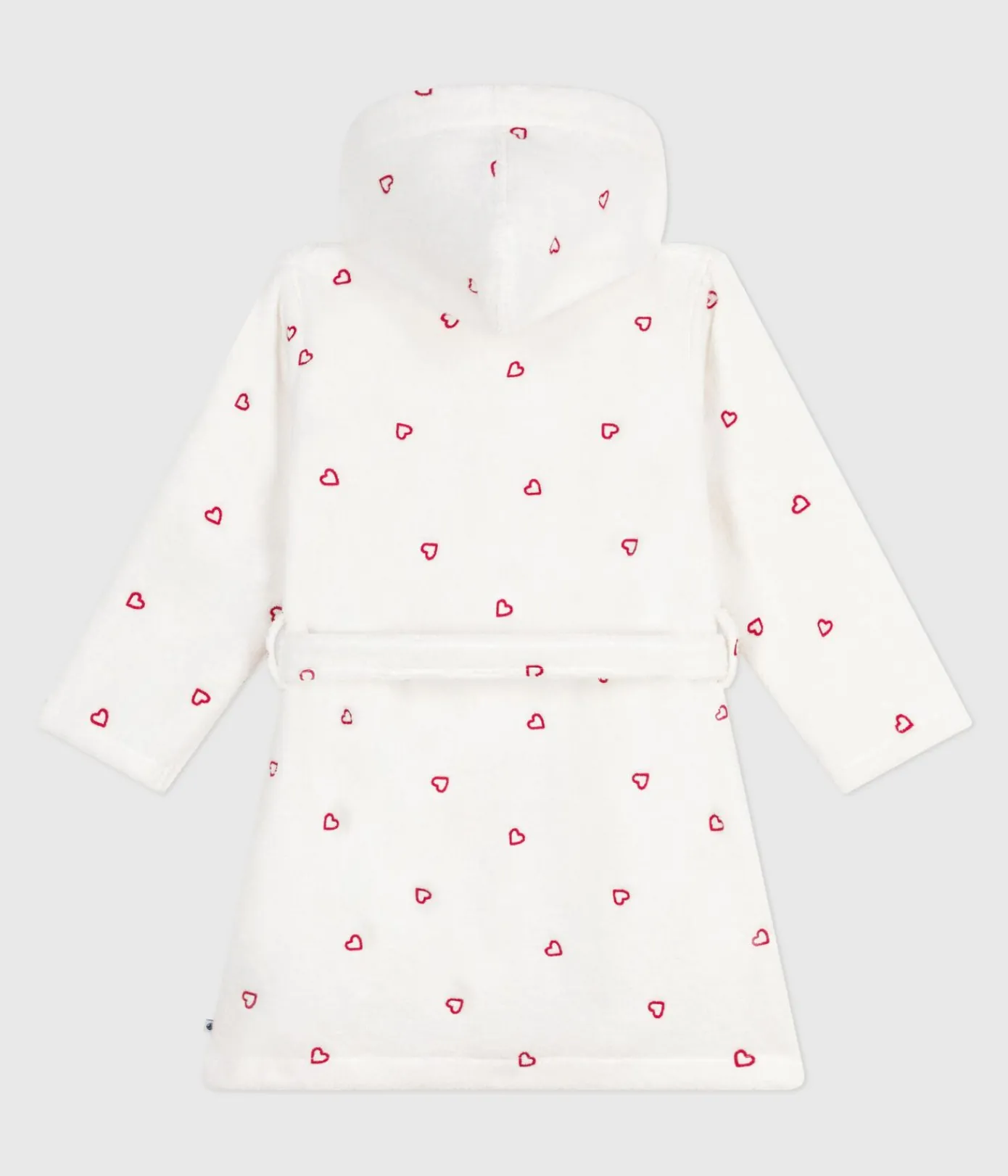 Petit Bateau Heim- Und Badetextilien|Heim- Und Badetextilien*Kinder-Bademantel aus Frottee mit bestickten Herzen weiss MARSHMALLOW/ROT TERKUIT