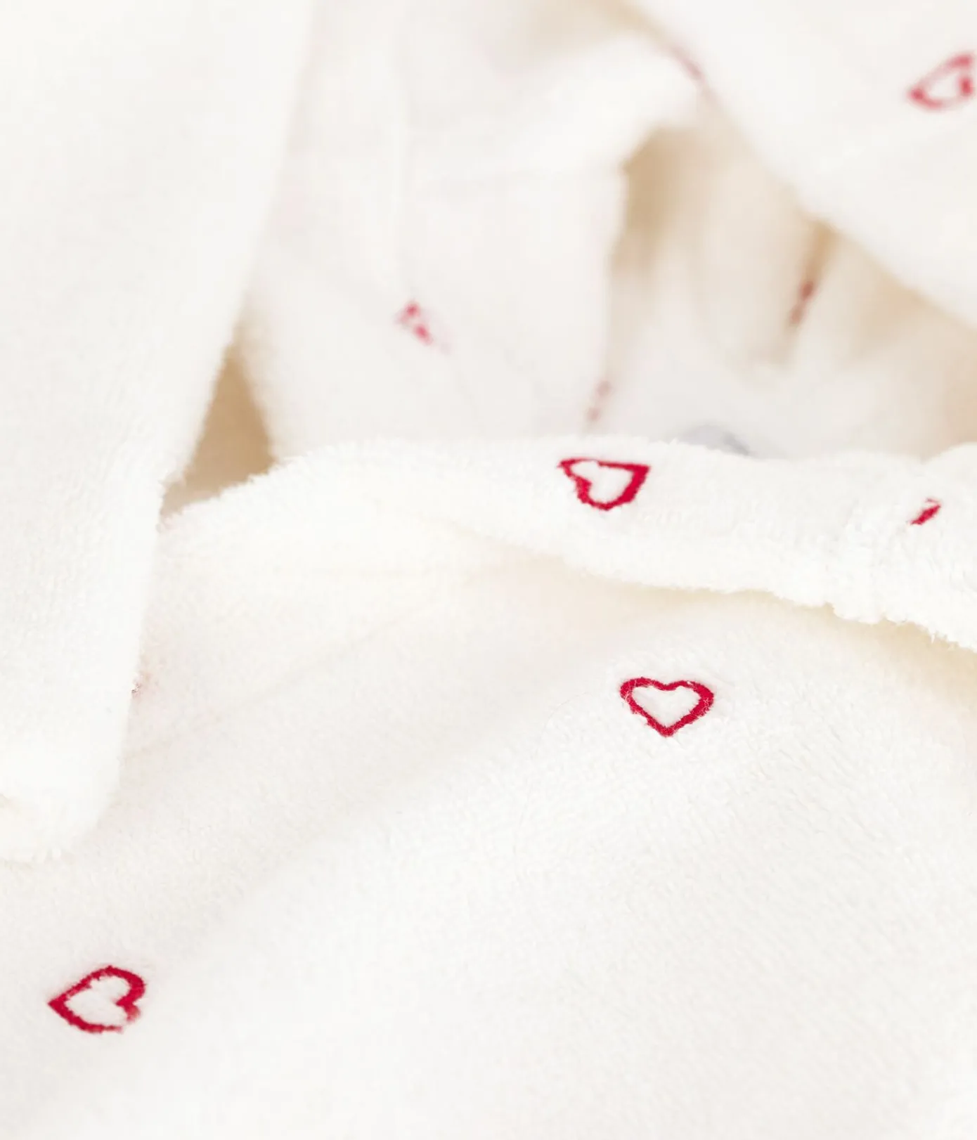 Petit Bateau Heim- Und Badetextilien|Heim- Und Badetextilien*Kinder-Bademantel aus Frottee mit bestickten Herzen weiss MARSHMALLOW/ROT TERKUIT