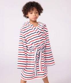 Petit Bateau Heim- Und Badetextilien|Heim- Und Badetextilien*Kinder-Bademantel aus Frottee mit Streifen weiss MARSHMALLOW/weiss MULTICO