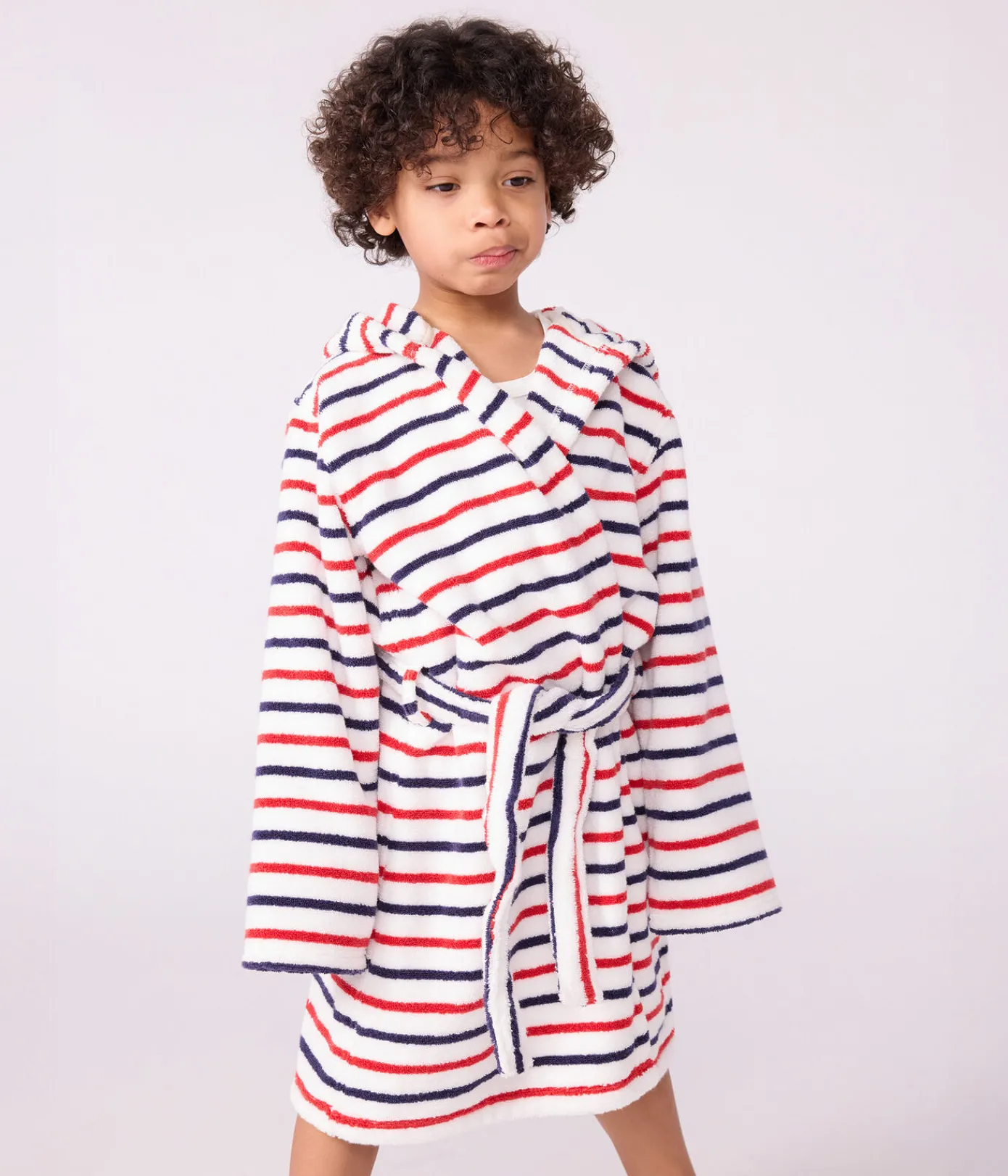 Petit Bateau Heim- Und Badetextilien|Heim- Und Badetextilien*Kinder-Bademantel aus Frottee mit Streifen weiss MARSHMALLOW/weiss MULTICO