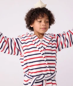 Petit Bateau Heim- Und Badetextilien|Heim- Und Badetextilien*Kinder-Bademantel aus Frottee mit Streifen weiss MARSHMALLOW/weiss MULTICO