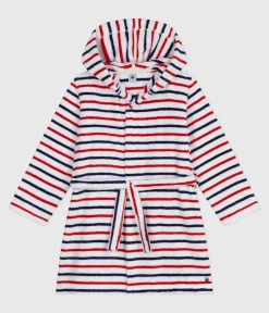 Petit Bateau Heim- Und Badetextilien|Heim- Und Badetextilien*Kinder-Bademantel aus Frottee mit Streifen weiss MARSHMALLOW/weiss MULTICO