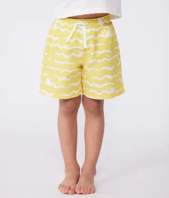 Petit Bateau Bademode, Uv-Kleidung*Kinder-Badeshorts mit Muster gelb ORGE/weiss MARSHMALLOW