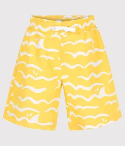 Petit Bateau Bademode, Uv-Kleidung*Kinder-Badeshorts mit Muster gelb ORGE/weiss MARSHMALLOW