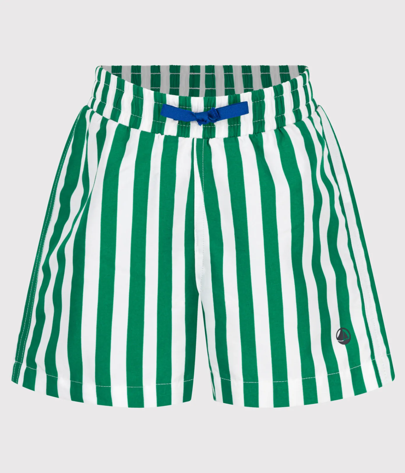 Petit Bateau Bademode, Uv-Kleidung*Kinder-Badeshorts mit Streifen grün MARSHMALLOW/ JARDIN