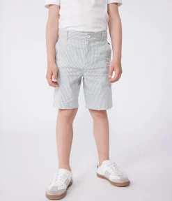 Petit Bateau Shorts, Jeans, Hosen*Kinder-Bermudashorts aus Baumwolle mit Streifen weiss MARSHMALLOW/blau BRUT