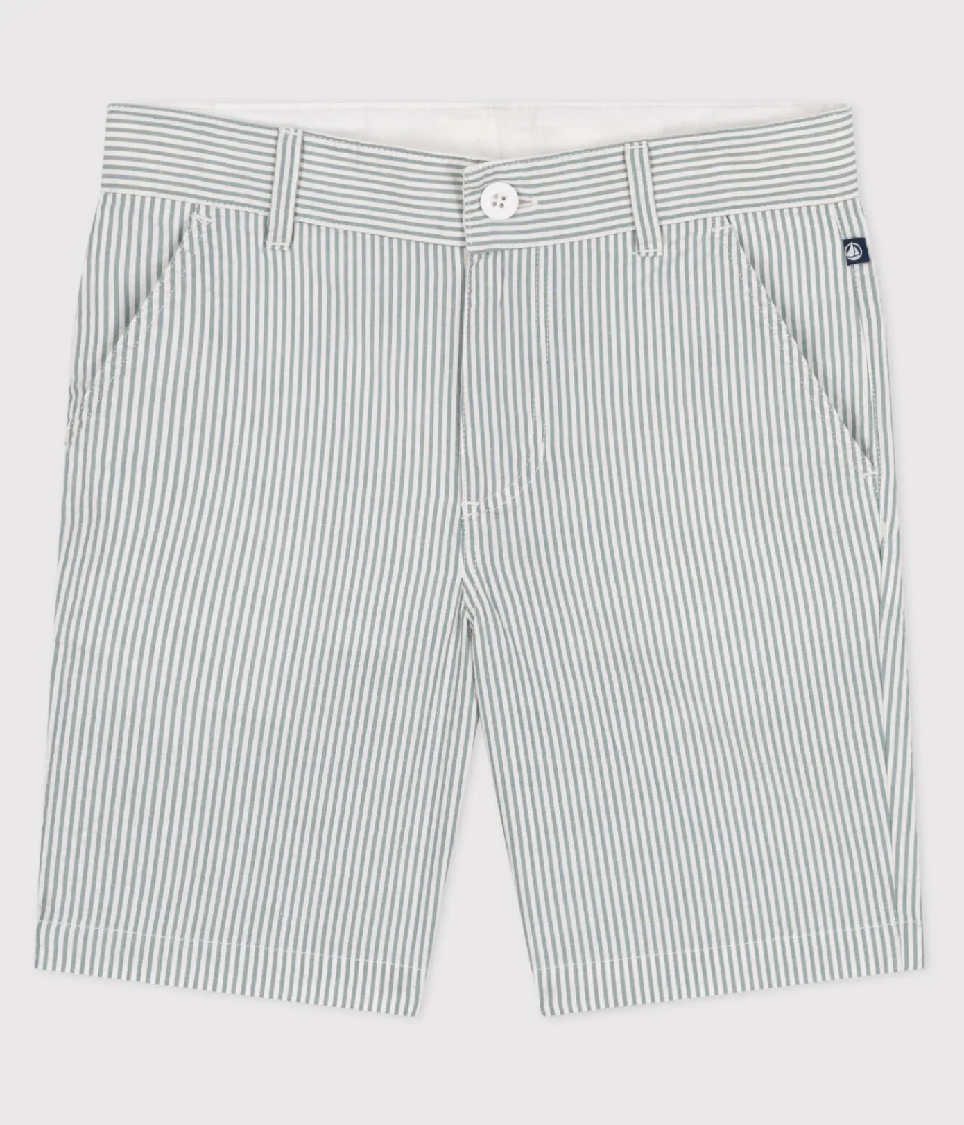 Petit Bateau Shorts, Jeans, Hosen*Kinder-Bermudashorts aus Baumwolle mit Streifen weiss MARSHMALLOW/blau BRUT