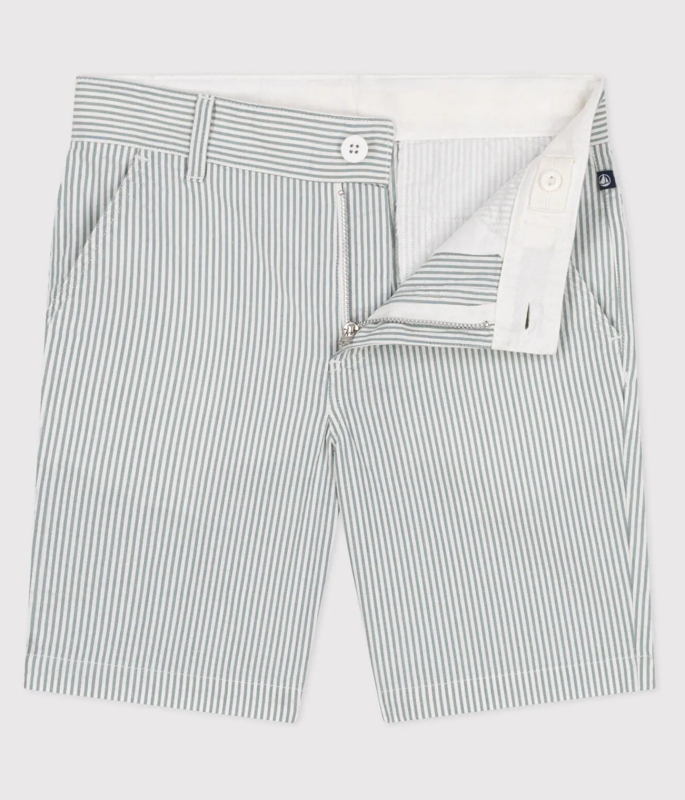 Petit Bateau Shorts, Jeans, Hosen*Kinder-Bermudashorts aus Baumwolle mit Streifen weiss MARSHMALLOW/blau BRUT